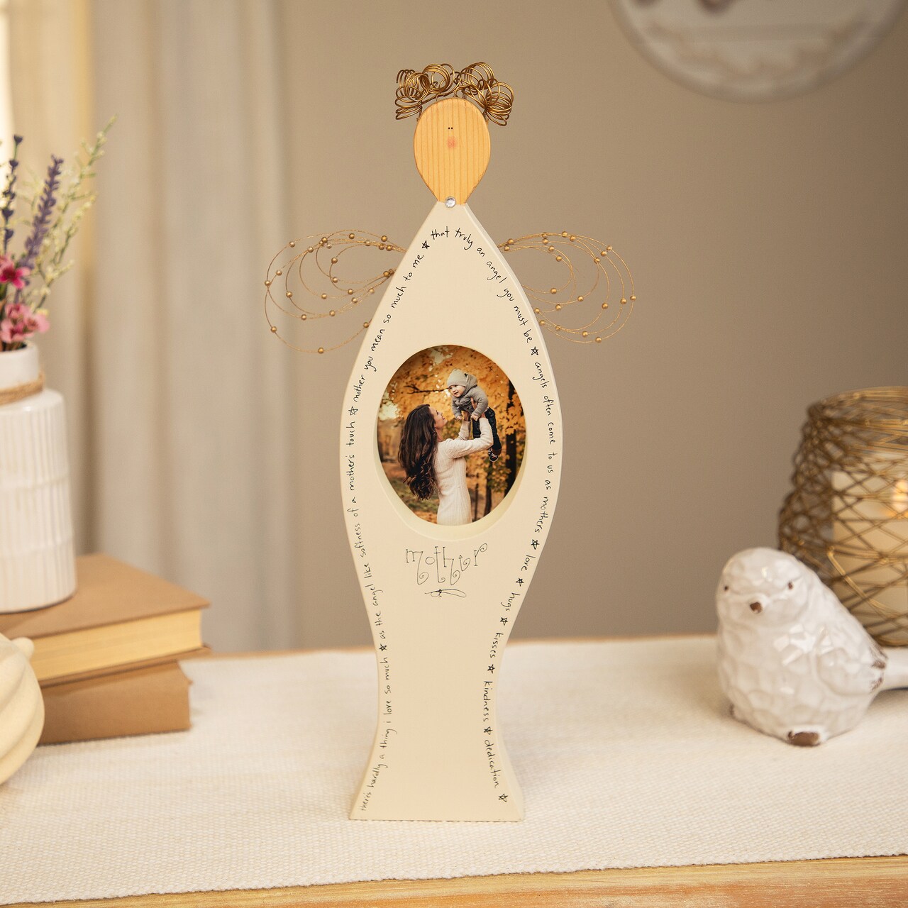 CC Christmas Decor Mother Blessings Angel Figure Picture Frame - for 2.75" x 3.75" Photo
